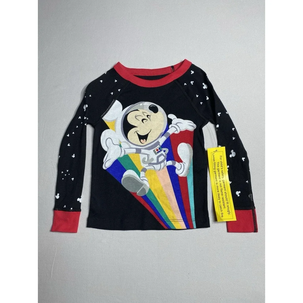 Disney Mickey Mouse Astronaut Pajama Set 3T Black Rainbow NWT w/ Socks